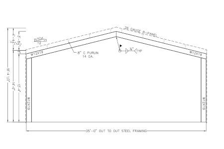 A drawing of the roof structure for a house.